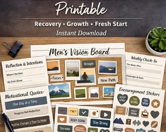 Men’s Vision Board Printable for Personal Growth and Motivation