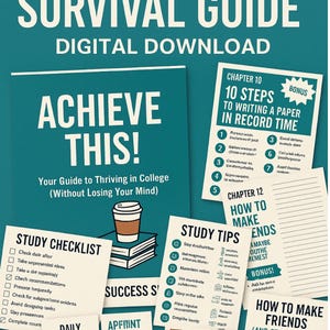 Freshman Survival Guide | College Success Planner, Study Tips, Stress Relief & Self-Care Journal for Students