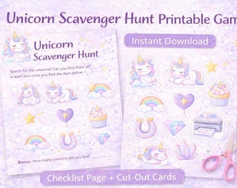 Unicorn Scavenger Hunt Game | Kids Birthday Party Activity (PDF Download)