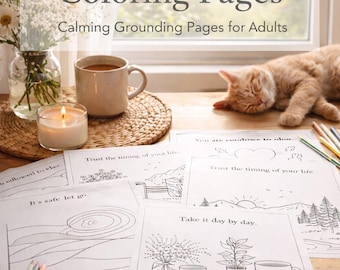 Overstimulated Reset Coloring Pages | Low-Overwhelm Burnout Calm Printable (15 Sheets)