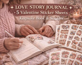 Love Story Keepsake Journal with Valentine Stickers (Digital Download)