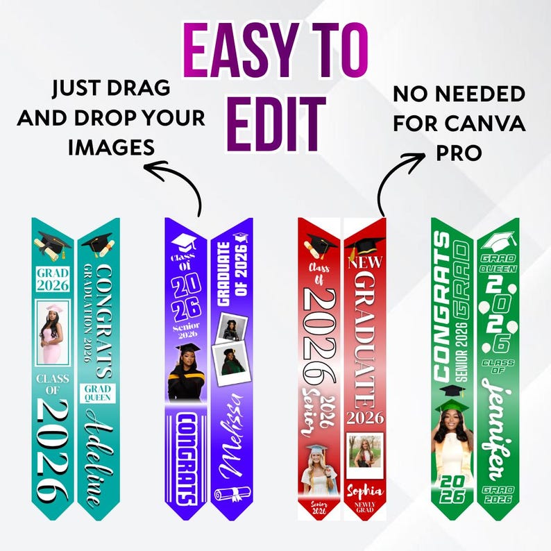 Graduation Stole Template Mega Bundle, Congrats Senior Stole Template ...