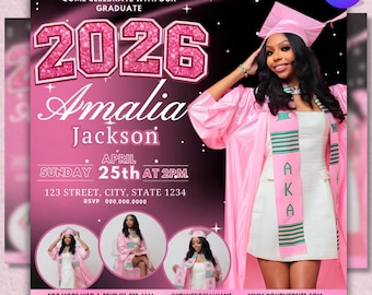 Editable Graduation Invitation Flyer, Graduate Flyer, Class Of 2026 Flyer, Graduation Party, Graduation Invite, Collège Send Off, DIY Canva