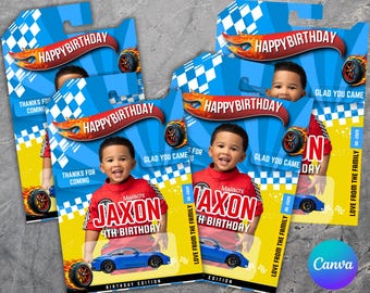 Editable Race Car Party Favor, Toy Car Packaging Printable, Kids Birthday Favor Gift, Happy Birthday,  Custom Car Packaging, Canva Template