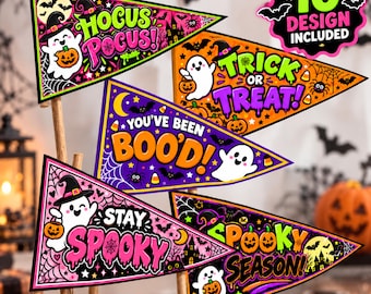 Halloween Pennant Flags, Halloween Party Banner, Boo Basket Flags, Trick or Treat Flags, Printable Halloween Flags, DIY Party Decor