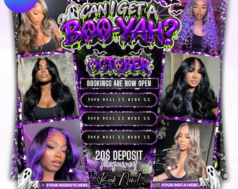 October Booking Flyer, Halloween Booking Flyer Template, Hair Lash Nail Appointment Flyer, Beauty Salon Booking Template, Editable Canva