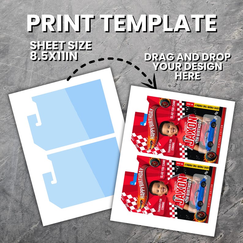 Race Car Birthday Favor Template, Editable Toy Car Packaging, Happy Birthday Printable Party Favor for Kids, Birthday Gifts, Canva Template