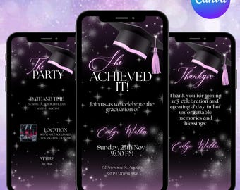 Digital Graduation Invitation, Graduation Evite, Graduation Party, Self Editable Itinerary Evite, Congrats to the Grad, Instant Download