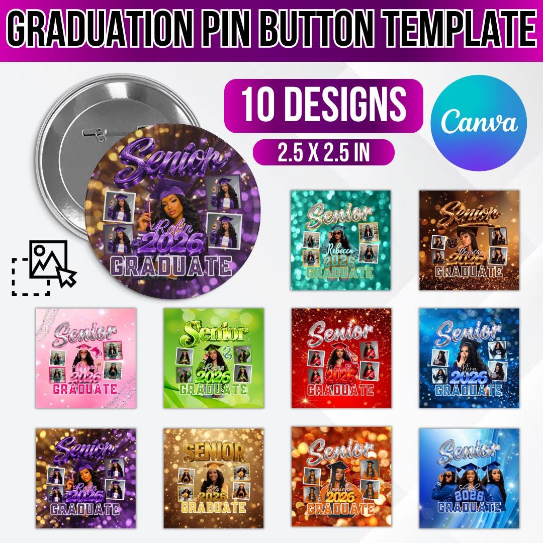 Grad Button Template 10 Graduation Pin Button Template, High School Graduation Template ...