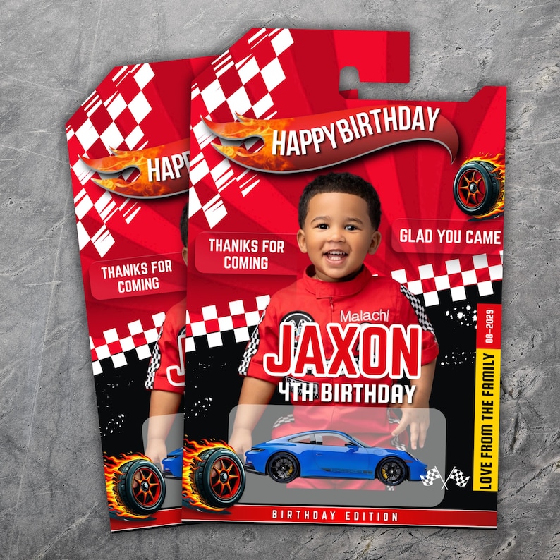 Race Car Birthday Favor Template, Editable Toy Car Packaging, Happy Birthday Printable Party Favor for Kids, Birthday Gifts, Canva Template
