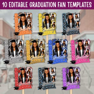 Grad Fan 2026 Canva Editable Template, Graduate Fans Senior, Graduation Sign, Class of 2026 Graduation Paddle, Graduation Fan, DIY Canva