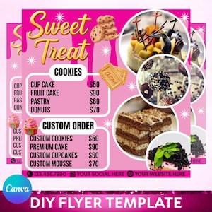 Bakery Flyer, Bake Sale Flyer, Sweet Treats Flyer, Pastry Shop Flyer, Pastry Flyer, Sweet Deal Flyer, Cake Business Flyer, Editable in Canva