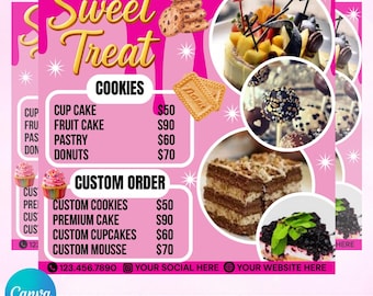 Bäckerei Flyer, Backverkauf Flyer, Flyer für süße Leckereien, Konditorei Flyer, Gebäck Flyer, Süßer Angebot Flyer, Kuchen Business Flyer, Bearbeitbar in Canva