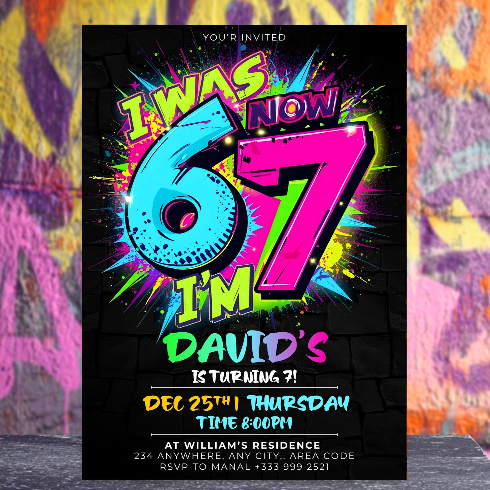 Utcom Invite Six Seven Birthday Invitation, I Was 6 Now I'm 7 Party Invite, 6-7 ...
