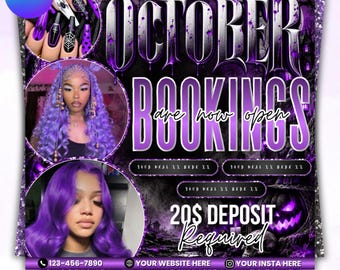 Editable October Booking Flyer, Halloween Booking Flyer, Beauty Salon Appointment Flyer, Hair Lash Nail Booking Template, Instant Download