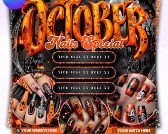 Editable October Booking Flyer, Halloween Booking Flyer, Beauty Salon Appointment Flyer, Hair Lash Nail Booking Template, Instant Download