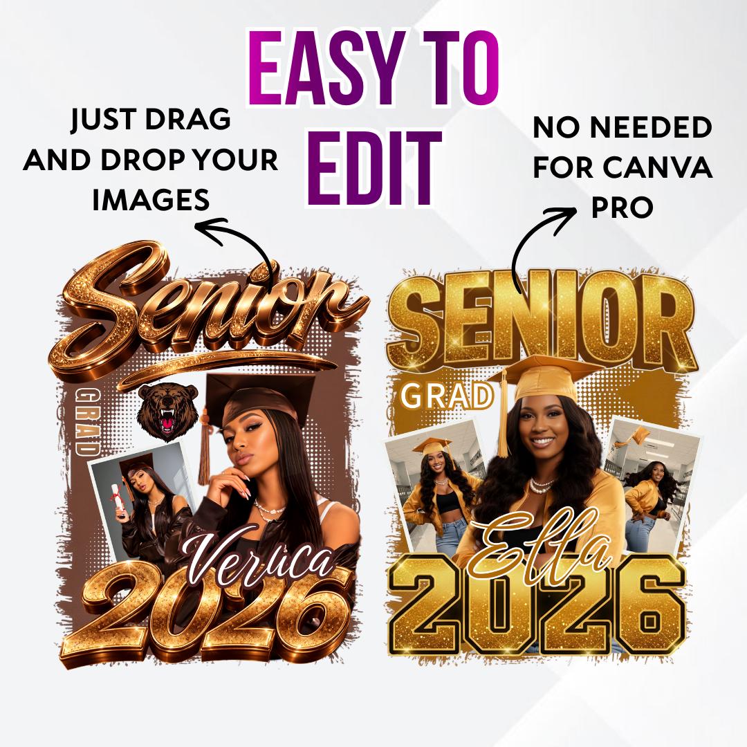 10x Graduate Class of 2026 Template Bundle, Editable Canva Graduation ...