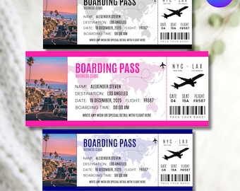 Editable Boarding Pass Template, Printable Personalized Plane Ticket, Canva Surprise Trip Ticket, Airline Ticket Design, Digital Download