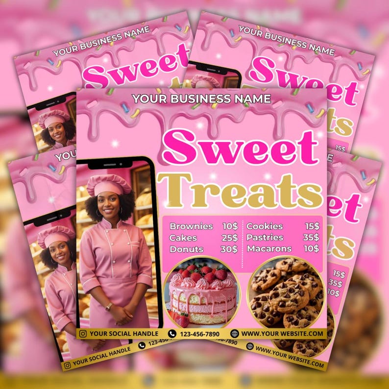 Bakery Flyer Template, Sweet Treats & Bake Sale Flyer, Pastry Shop ...