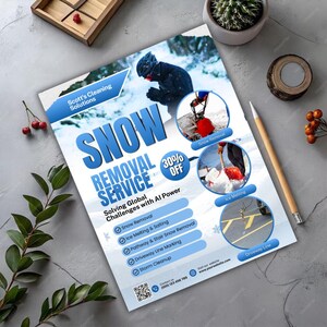 Snow Removal Services Flyer, Snow Shoveling Service Ad, Ice Removal Plowing Poster, Canva Business Flyer, Digital Download, Canva Editable