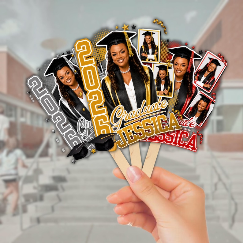 Grad Fan 2026 Canva Editable Template, Graduate Fans Senior, Graduation Sign, Class of 2026 Graduation Paddle, Graduation Fan, DIY Canva