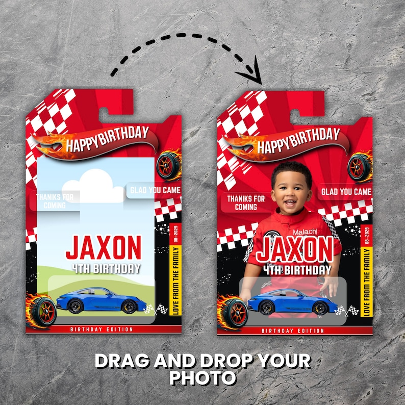 Race Car Birthday Favor Template, Editable Toy Car Packaging, Happy Birthday Printable Party Favor for Kids, Birthday Gifts, Canva Template