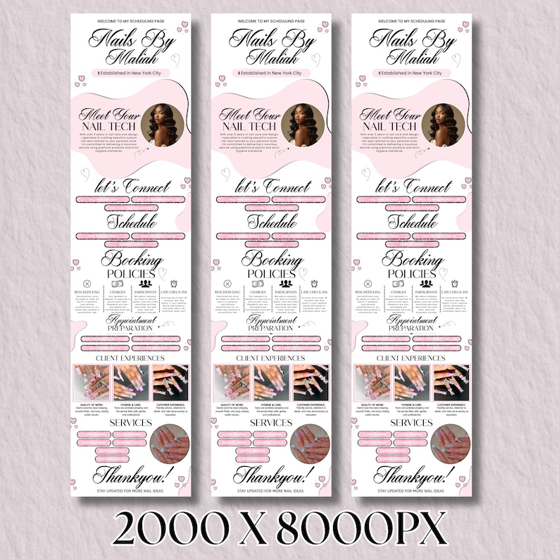 Pink Acuity Scheduling Template Nail Tech, Editable Canva Booking Website, Nail Stylist Acuity Scheduler Site, Luxury Nail Business Template