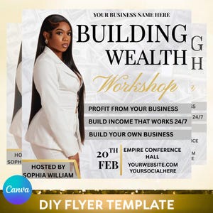 Business Coach Flyer, Wealth Building Flyer, Business Workshop Flyer, Editable Entrepreneur Flyer, Premade Business Flyer, Editable in Canva