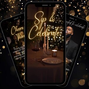 Animated Birthday Dinner Invitation, Men's Party Video Invite, Premade Gold Party Celebration, 30th 40th 50th Men's Birthday, Canva Editable