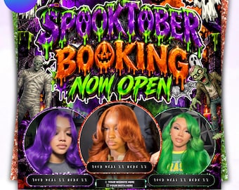October Booking Flyer, Halloween Booking Flyer Template, Hair Lash Nail Salon Appointment Flyer, Halloween Beauty Flyer, Editable Template