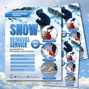 Snow Removal Services Flyer, Snow Shoveling Service Ad, Ice Removal Plowing Poster, Canva Business Flyer, Digital Download, Canva Editable