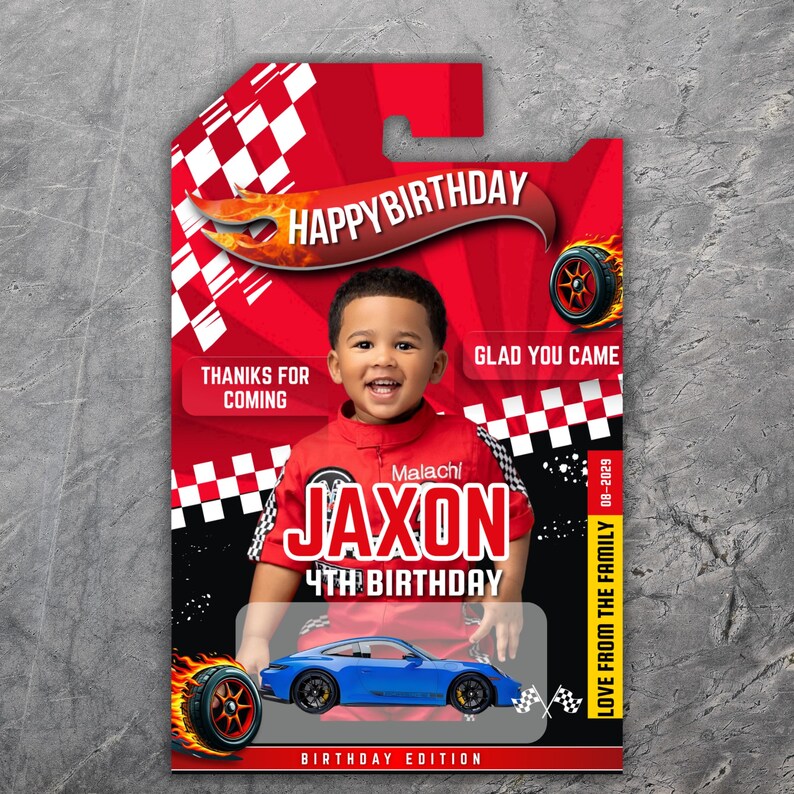 Race Car Birthday Favor Template, Editable Toy Car Packaging, Happy Birthday Printable Party Favor for Kids, Birthday Gifts, Canva Template