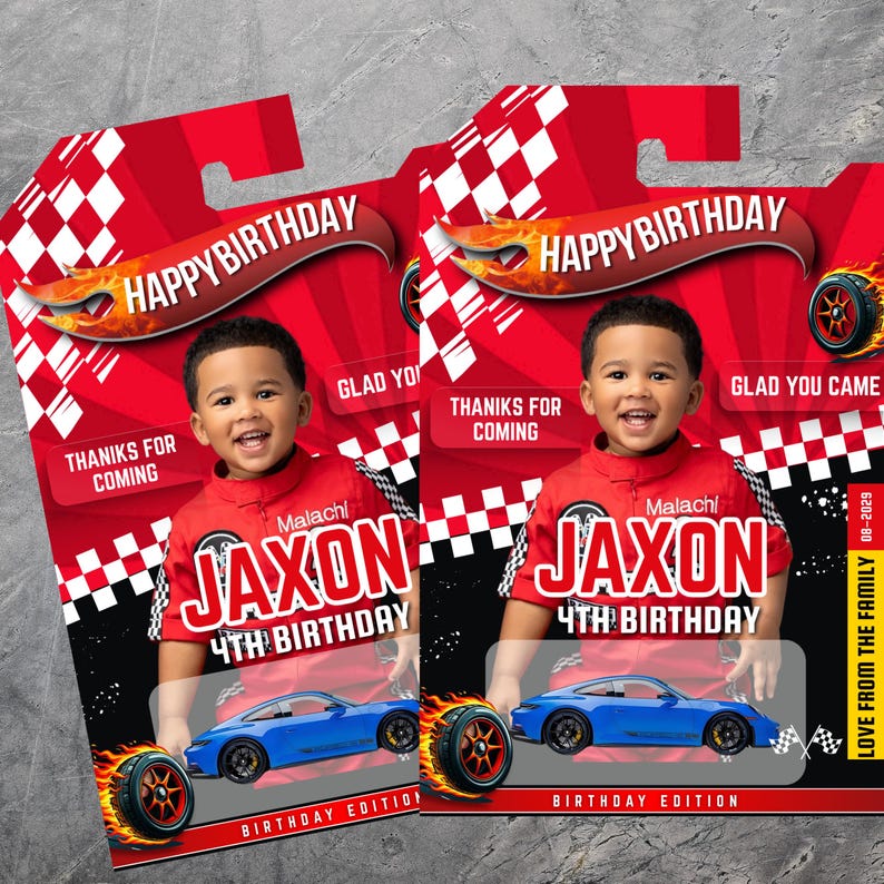 Race Car Birthday Favor Template, Editable Toy Car Packaging, Happy Birthday Printable Party Favor for Kids, Birthday Gifts, Canva Template