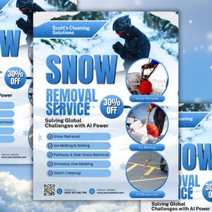 Snow Removal Services Flyer, Snow Shoveling Service Ad, Ice Removal Plowing Poster, Canva Business Flyer, Digital Download, Canva Editable