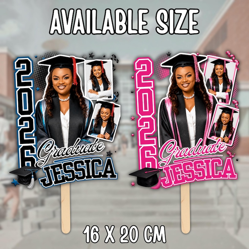 Grad Fan 2026 Canva Editable Template, Graduate Fans Senior, Graduation Sign, Class of 2026 Graduation Paddle, Graduation Fan, DIY Canva