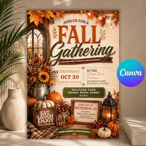 Editable Fall Festival Flyer, Autumn Festival Event Sign, Pumpkin Patch School Fair Flyer, Editable In Canva