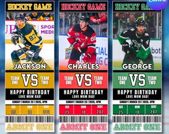Plantilla editable de boletos para partidos de hockey, regalo sorpresa, boletos para eventos deportivos, boletos de hockey, boletos de hockey personalizados, plantilla de Canva