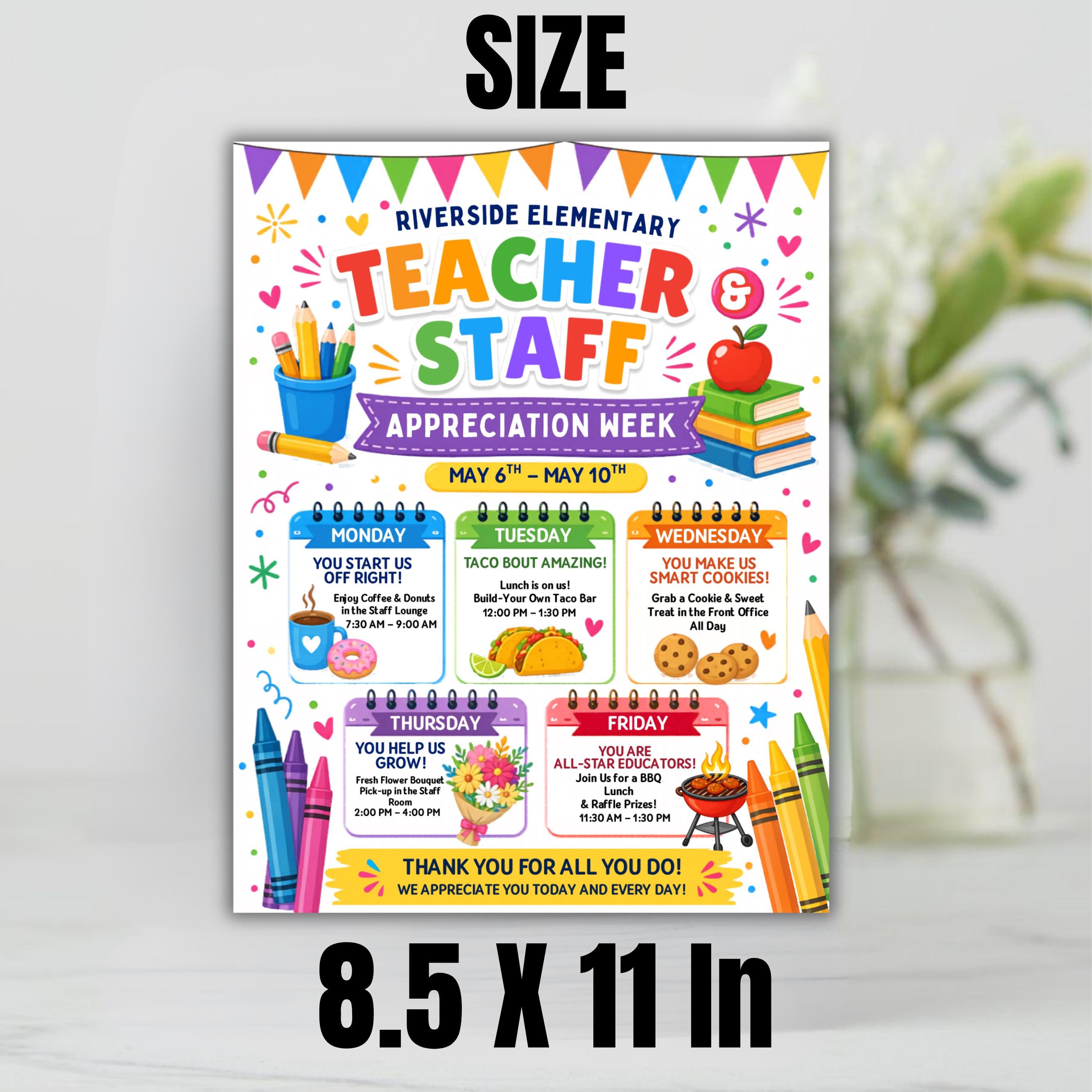 Spring Time Appreciation Week Teachers and Staff Appreciation Week Event Flyer, Teacher & Staff ...