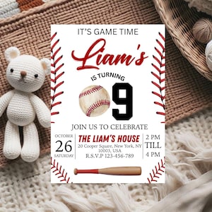 Baseball Birthday Party Invitation, Sports Birthday Invitation, Baseball Invitations, Baseball Theme, Birthday Invite, Editable in Canva