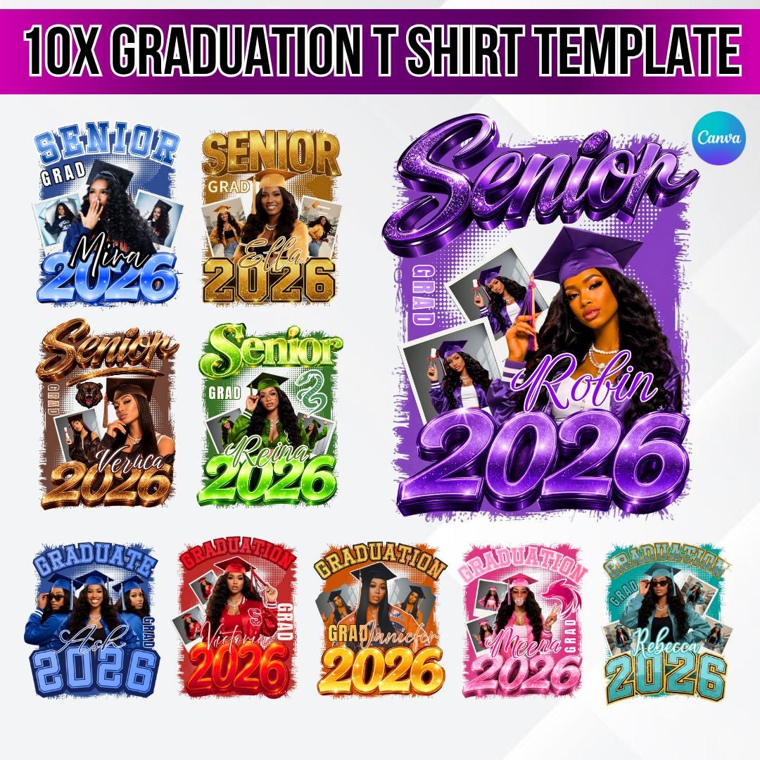 10x Graduate Class of 2026 Template Bundle, Editable Canva Graduation ...