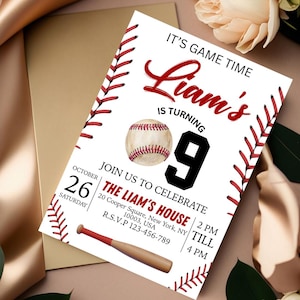 Baseball Birthday Party Invitation, Sports Birthday Invitation, Baseball Invitations, Baseball Theme, Birthday Invite, Editable in Canva