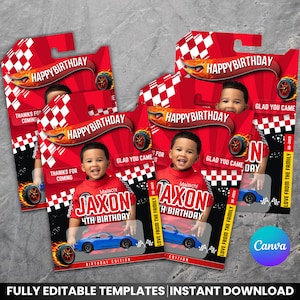 Race Car Birthday Favor Template, Editable Toy Car Packaging, Happy Birthday Printable Party Favor for Kids, Birthday Gifts, Canva Template