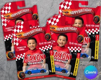 Race Car Birthday Favor Template, Editable Toy Car Packaging, Happy Birthday Printable Party Favor for Kids, Birthday Gifts, Canva Template