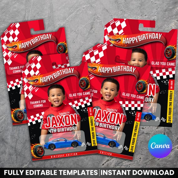 Race Car Birthday Favor Template, Editable Toy Car Packaging, Happy Birthday Printable Party Favor for Kids, Birthday Gifts, Canva Template
