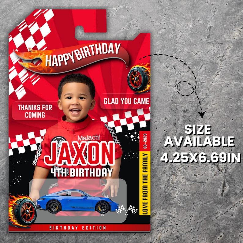Race Car Birthday Favor Template, Editable Toy Car Packaging, Happy Birthday Printable Party Favor for Kids, Birthday Gifts, Canva Template