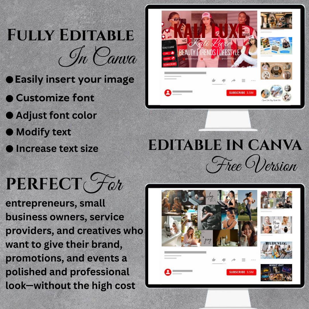 Editable Youtube Thumbnail Templates, Youtube Banner, Intro and Outro ...
