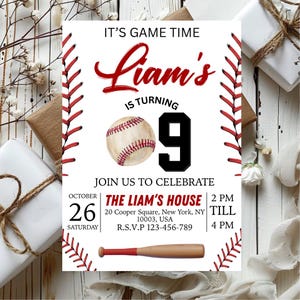 Baseball Birthday Party Invitation, Sports Birthday Invitation, Baseball Invitations, Baseball Theme, Birthday Invite, Editable in Canva