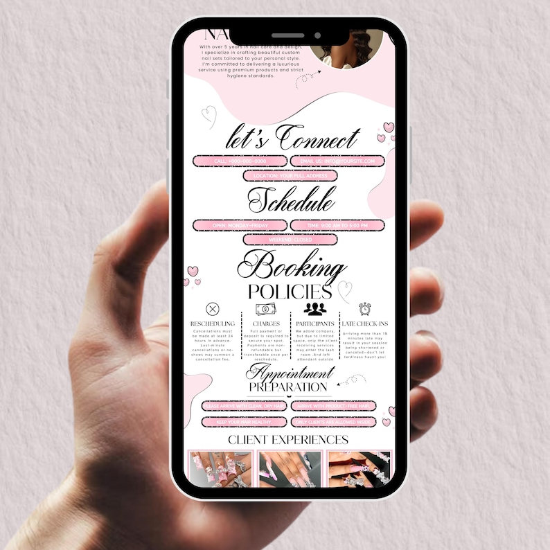 Pink Acuity Scheduling Template Nail Tech, Editable Canva Booking Website, Nail Stylist Acuity Scheduler Site, Luxury Nail Business Template