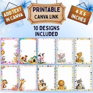 Printable Peeking Animals Notepad Bundle, Cute Animal Memo Pad Notes Pack, Stationery Templates, Digital Download, Printable Template