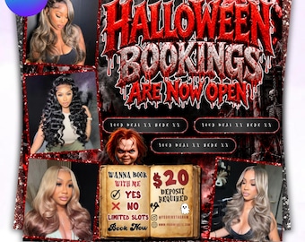 October Booking Flyer, Halloween Booking Flyer Template, Hair Lash Nail Salon Appointment Flyer, Halloween Beauty Flyer, Editable Template